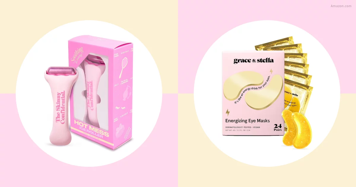 Side By Side Image of an Ice Roller and Undereye Maskss