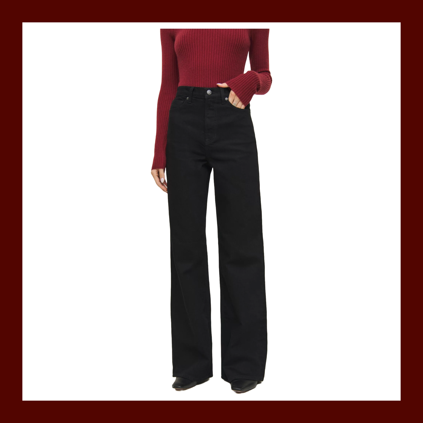 Reformation Cary Stretch High Rise Slouchy Wide Leg Jeans in Black