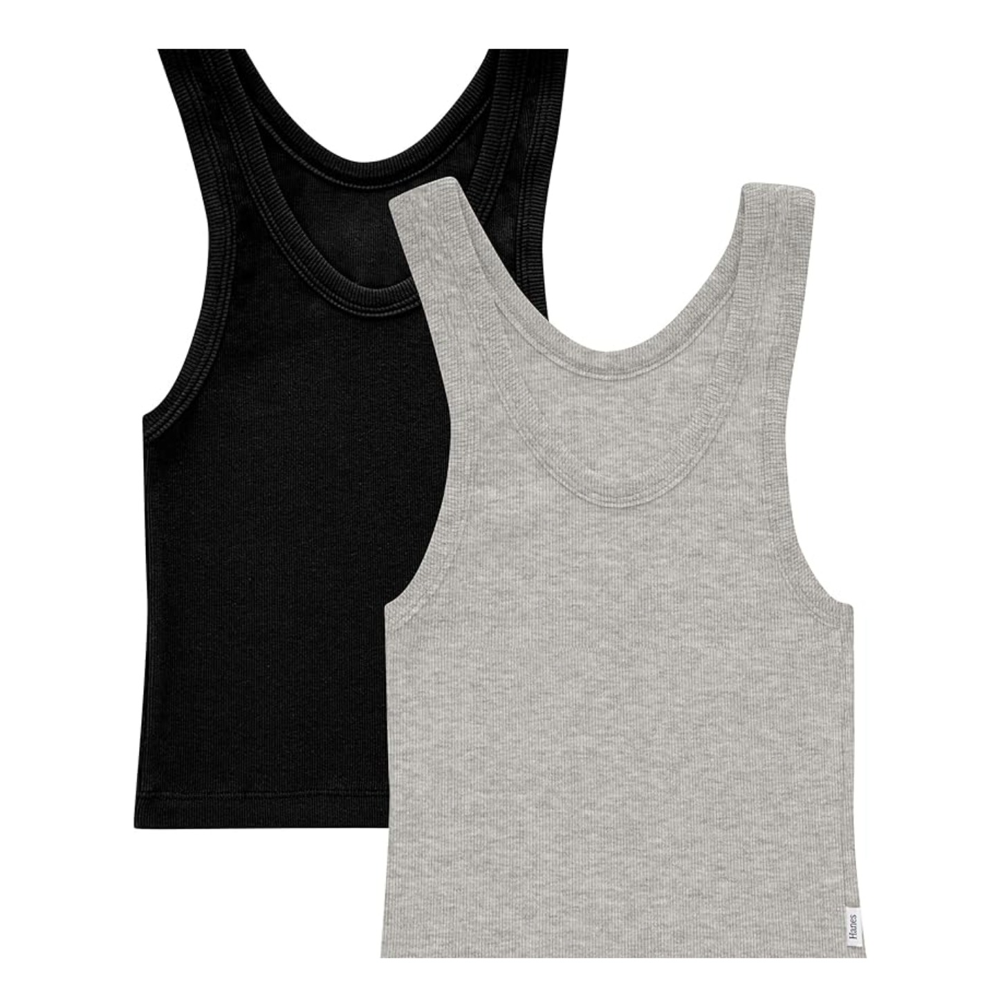 Hanes grey and black woman's tank tops. 