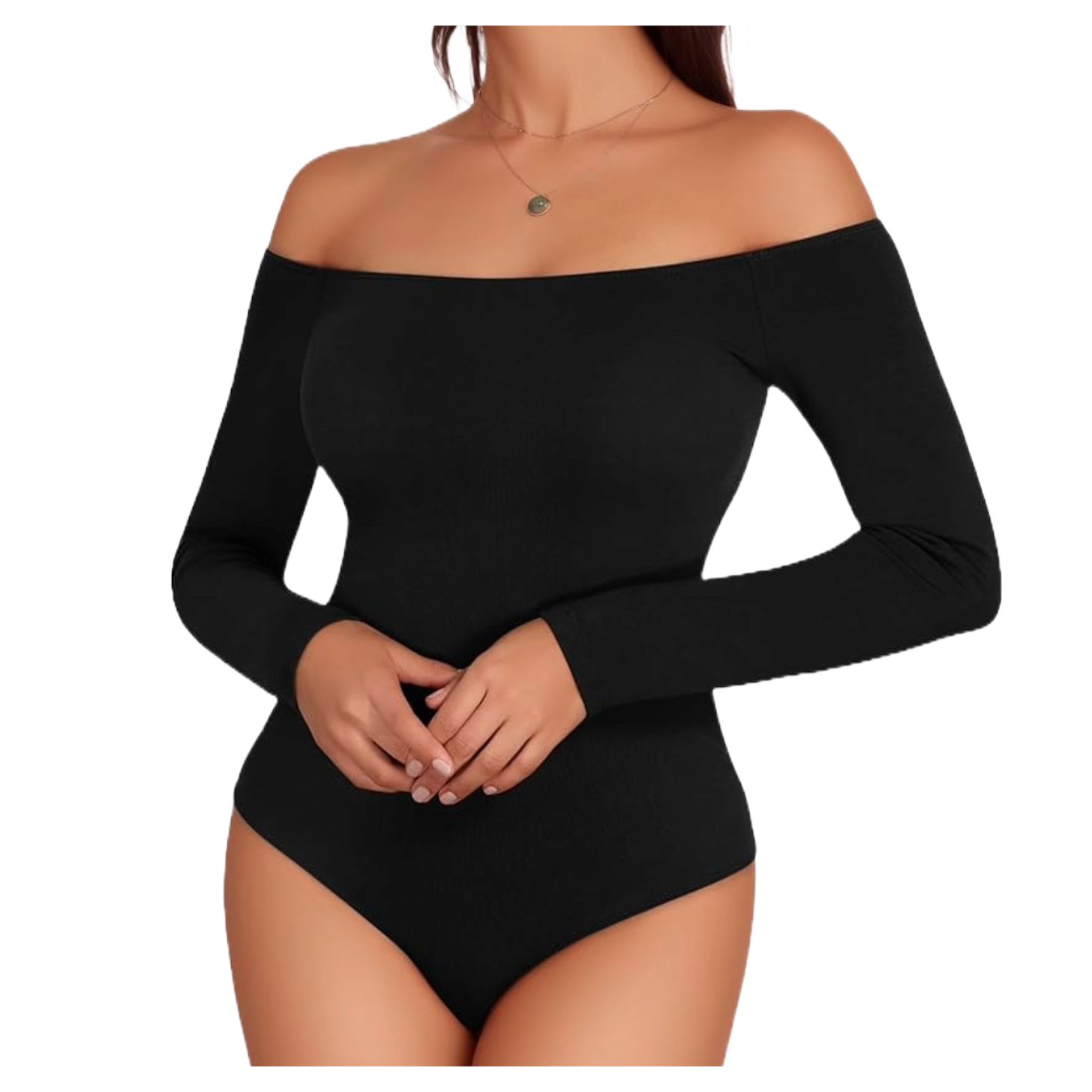Mangopop Off-Shoulder Long-Sleeved Bodysuit