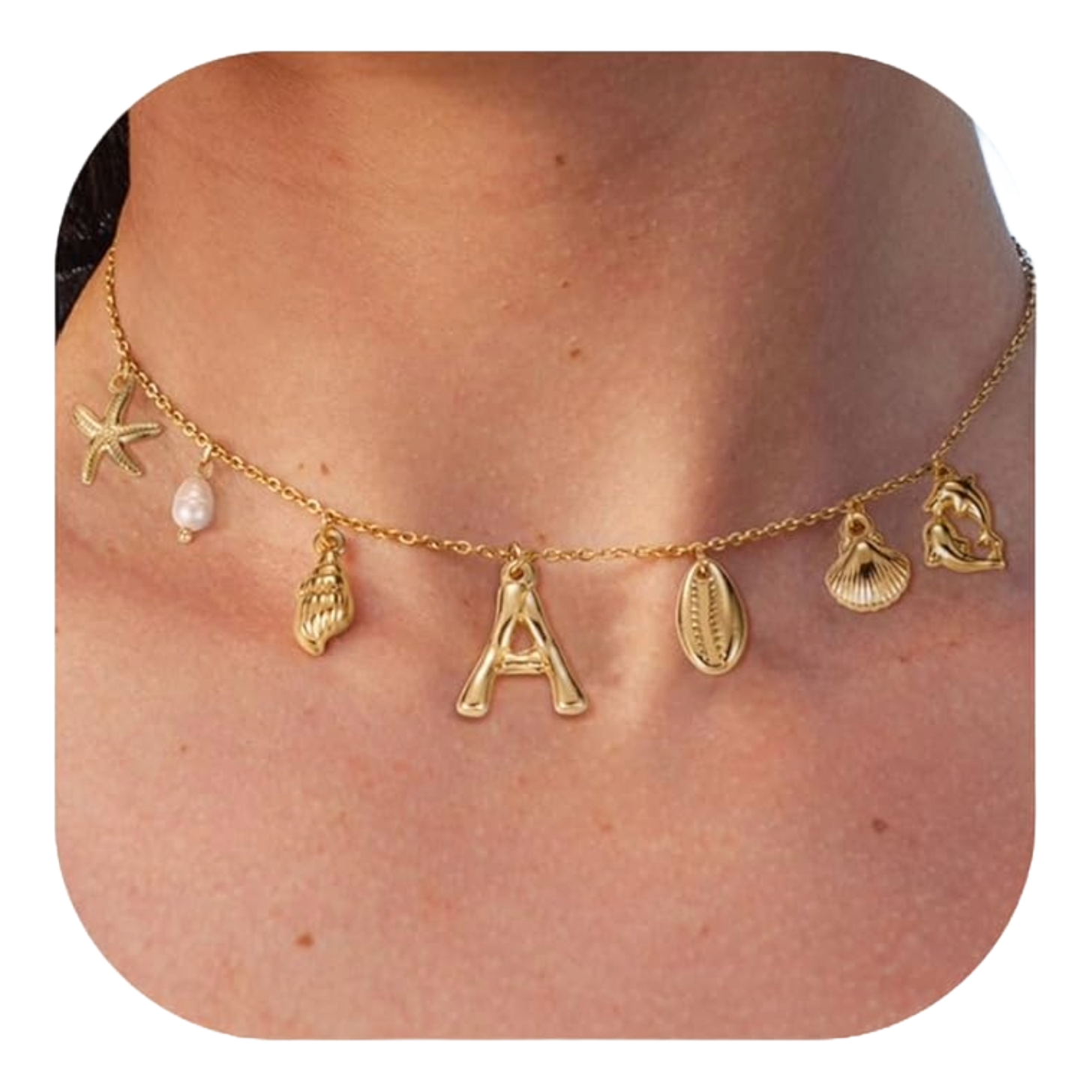 Kohota Gold Initial Shell Necklace