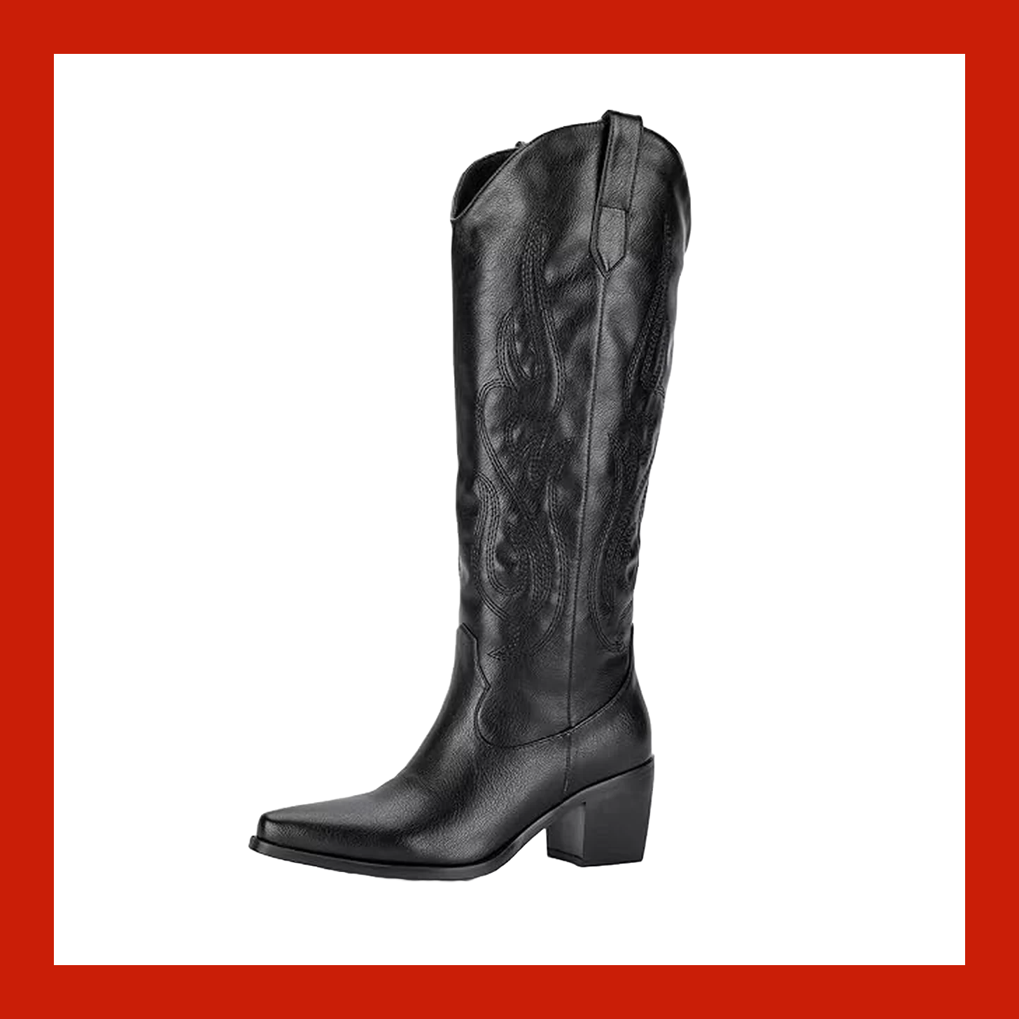 Pasuot Western Knee-High Wide-Calf Cowgirl Boots