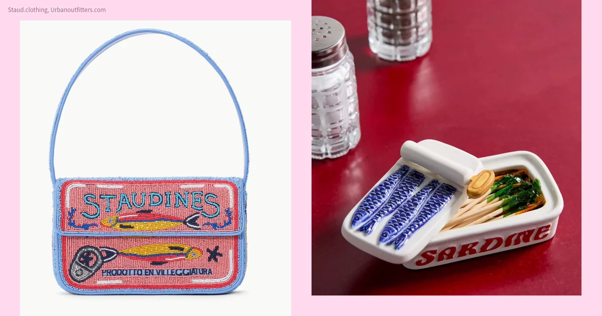 Sardine Beaded Purse and Sardine Can Shaped Toothpick Holder