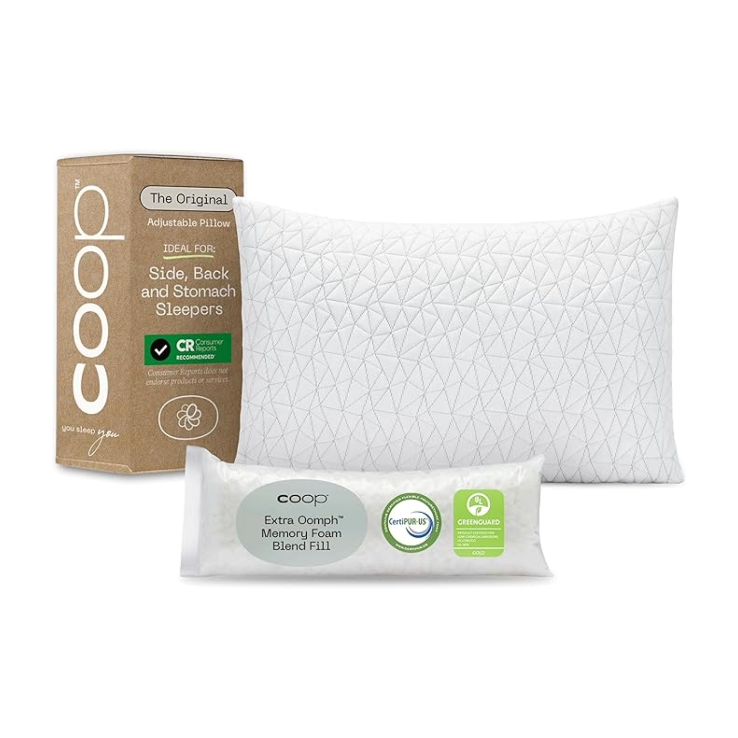 Coop Home Goods The Original Adjustable Pillow, Queen Size