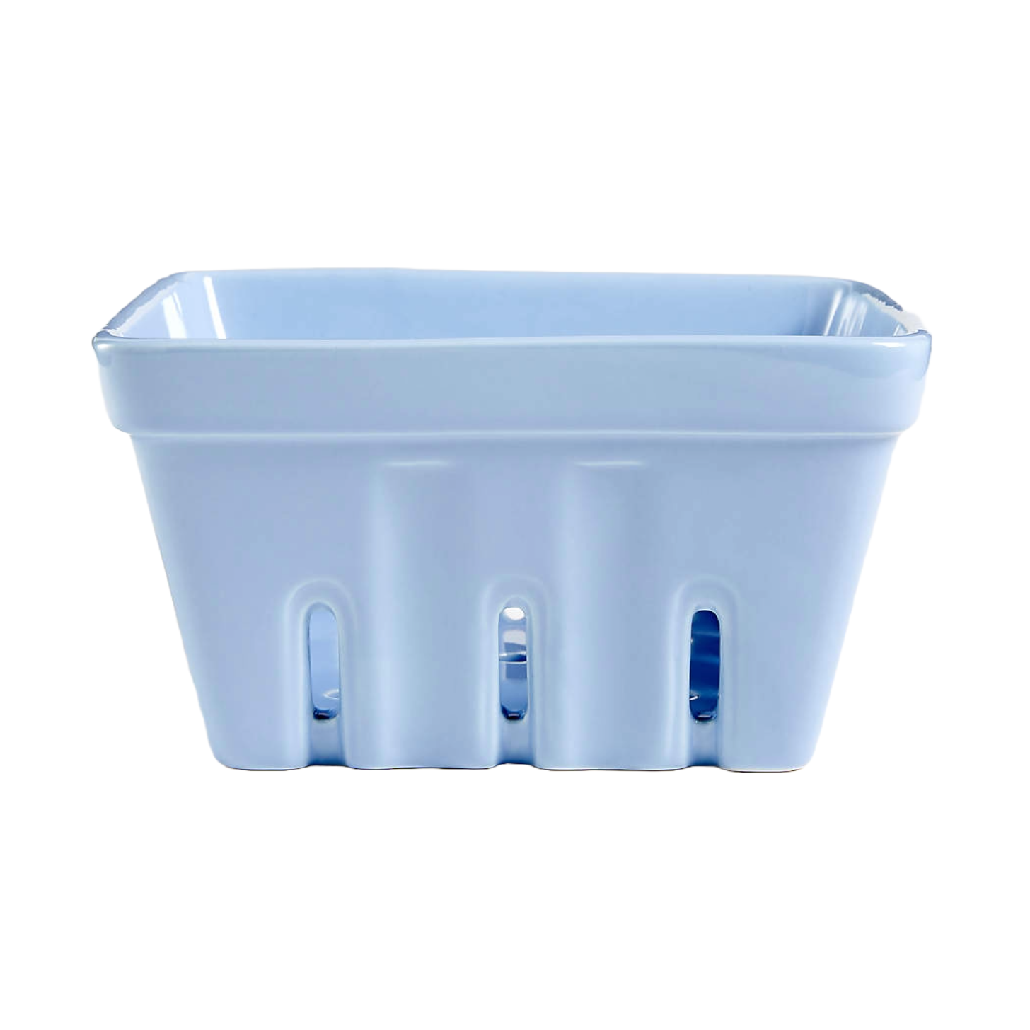 Crate & Barrel Blue Porcelain Berry Box Colander