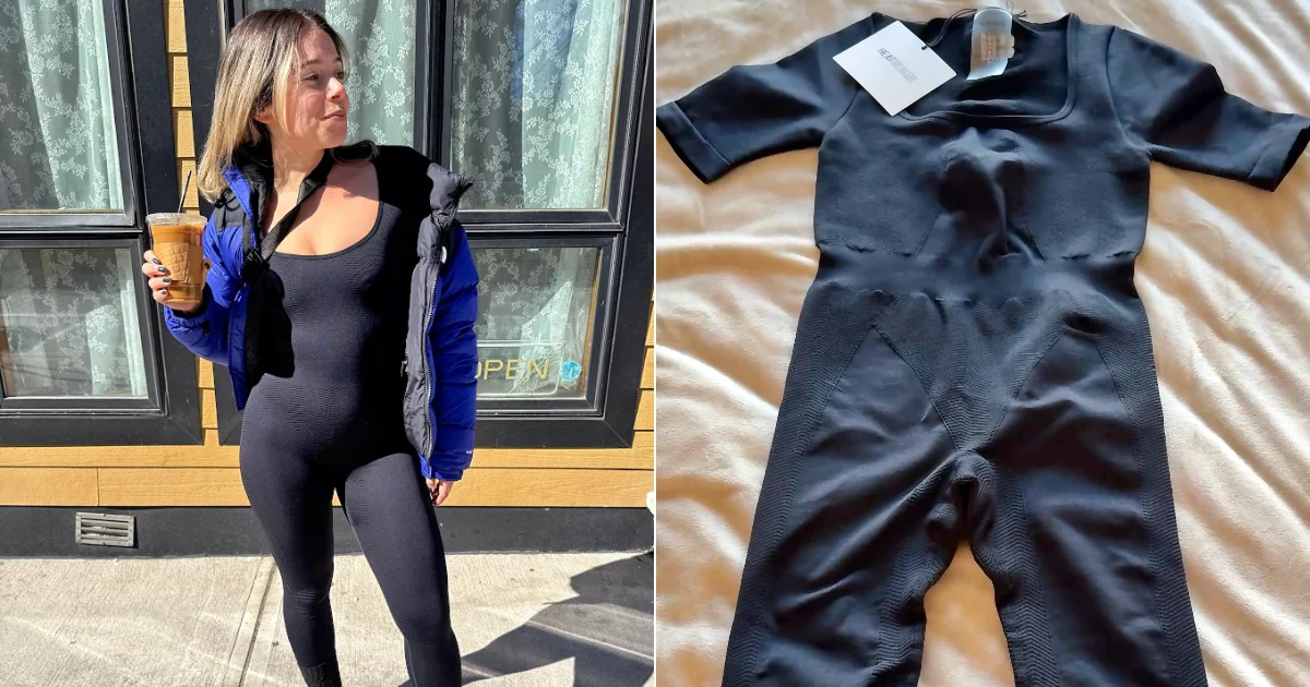 Editor Sarah Wasilak Wearing the Heat Healer Lymphatic Drainage Onesie