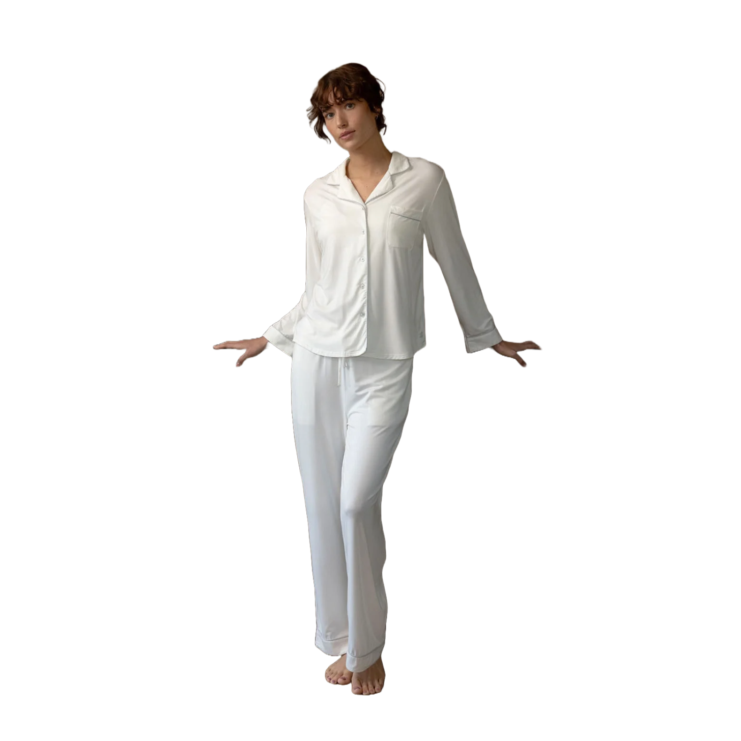 Cozy Earth Stretch-Knit Long Sleeve Bamboo Pajama Set 