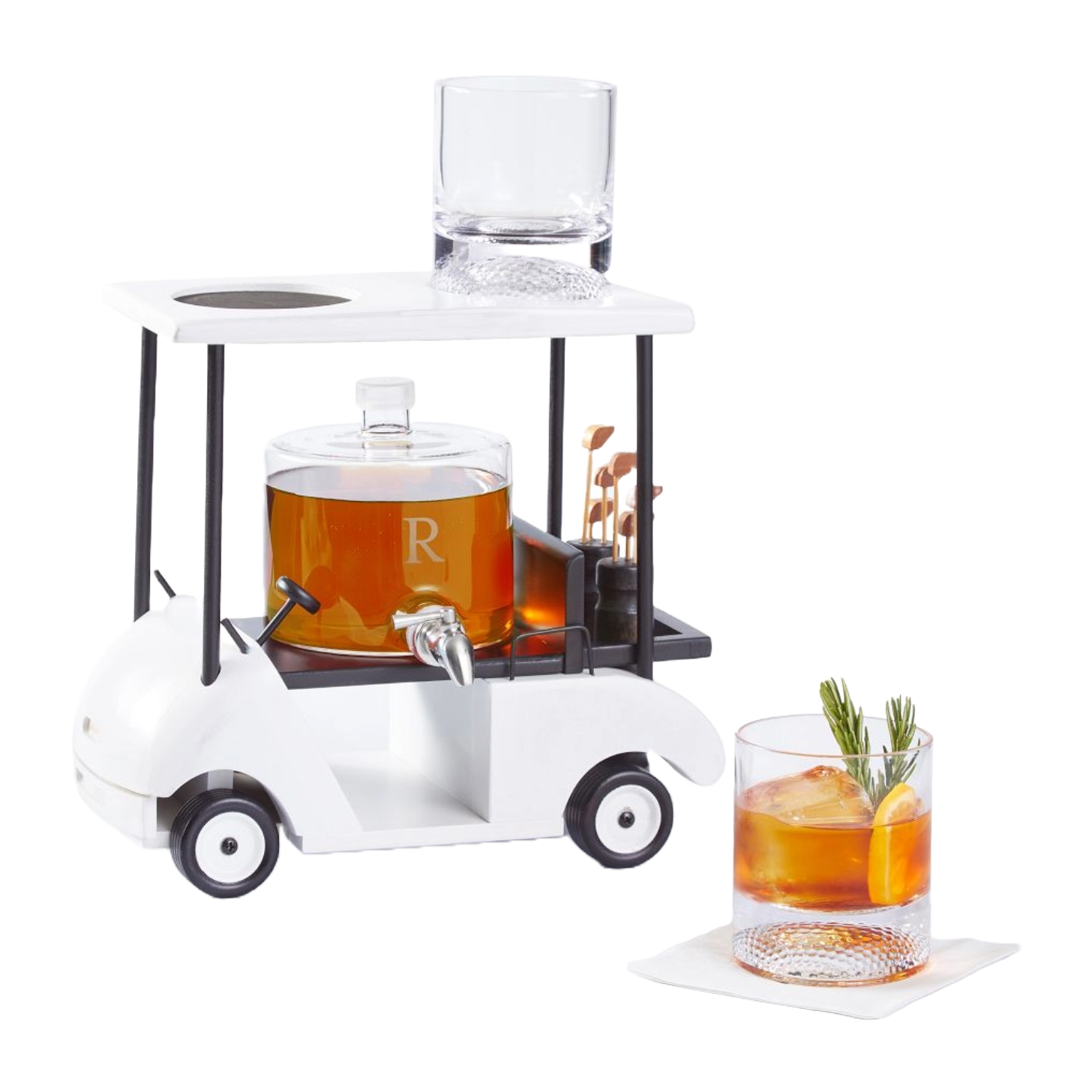 Mark & Graham Golf Cart Decanter and Glasses Gift Set 