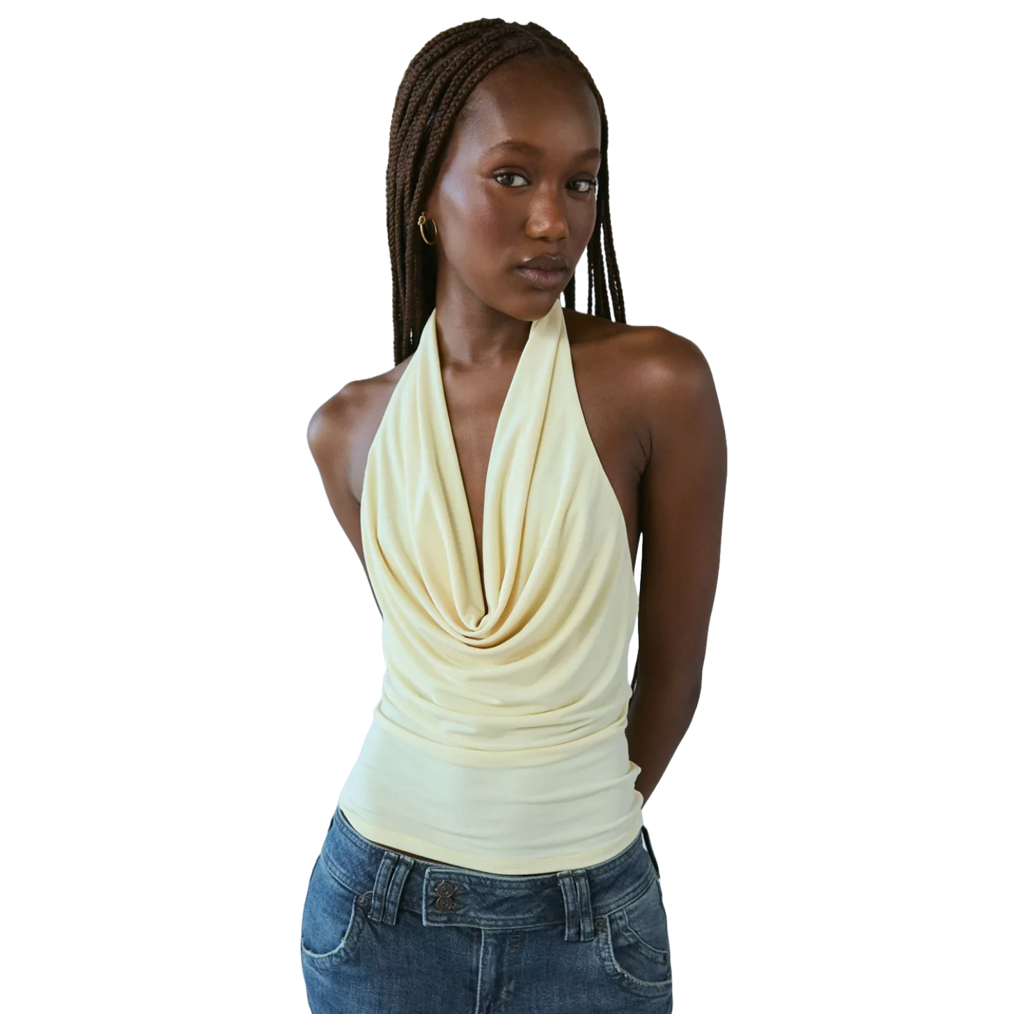 Silence + Noise Coyote Cowl Neck Halter Top