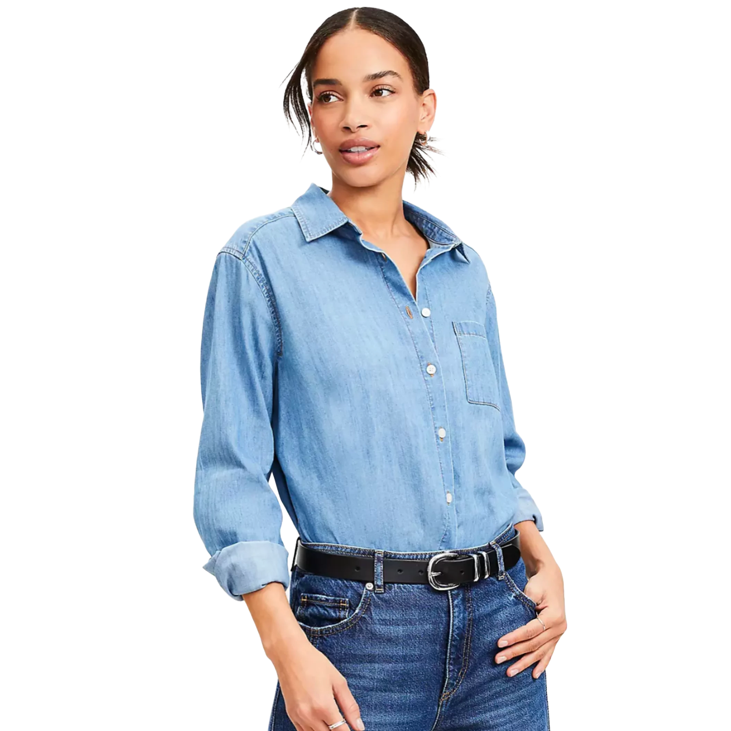 Loft Chambray Everyday Relaxed Pocket Shirt