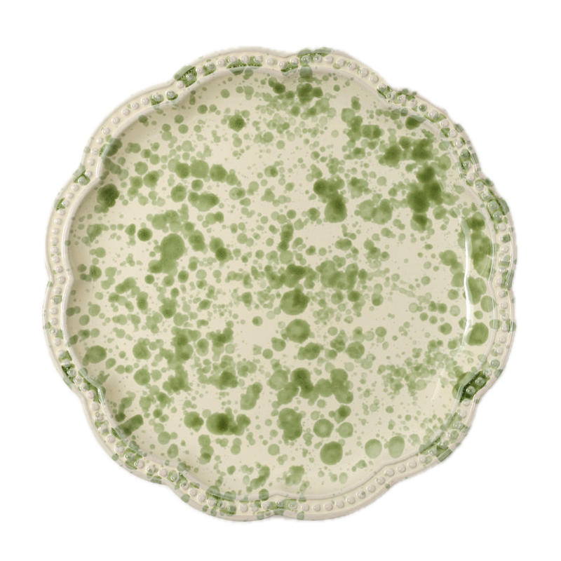 Green splatterware plate