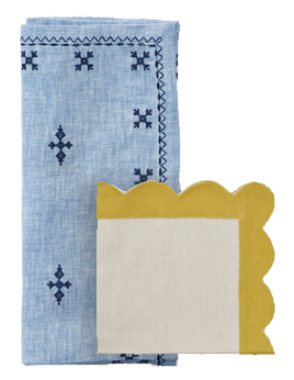 Blue and yellow cloth napkins