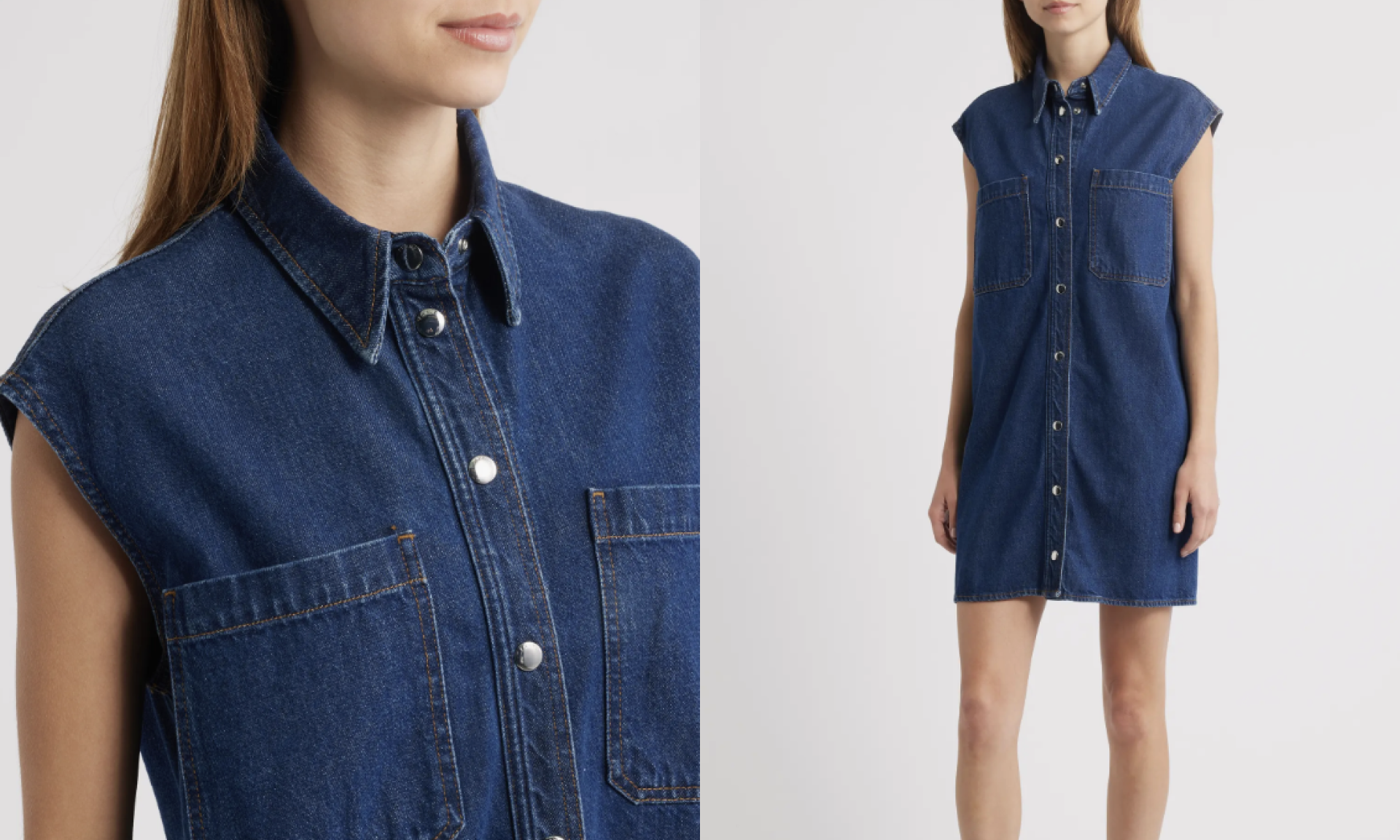 The Sleeveless Denim Mini Shirtdress