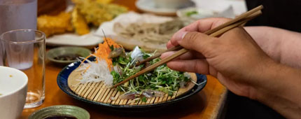 Diners share a plate of chopped Spanish mackerel at Otafuku in Gardena. Diners share a plate of chopped Spanish mackerel at Otafuku in Gardena.