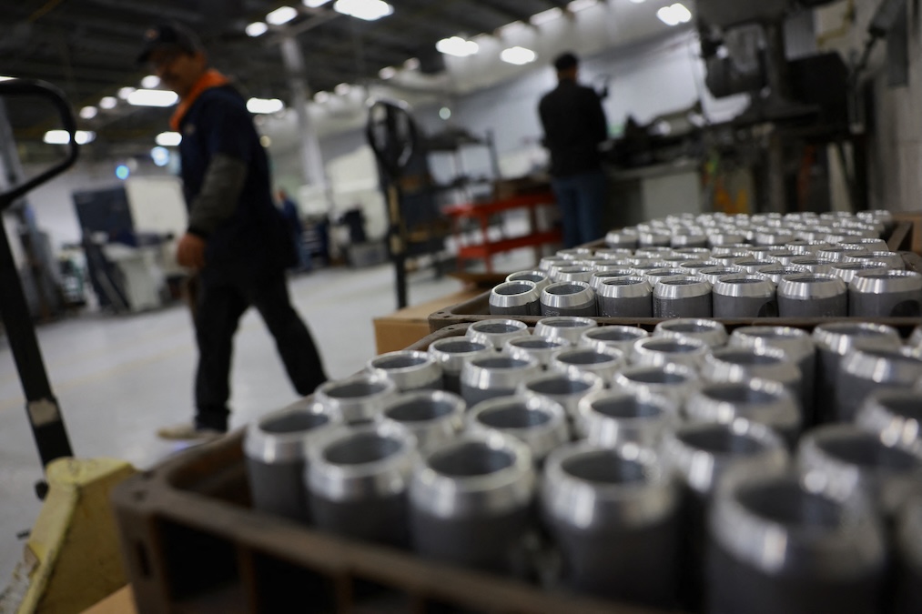 Employees work in a factory that exports their aluminum and steel products to the U.S. from Ciudad Juarez, Mexico, February 11, 2025. (Jose Luis Gonzalez/Reuters)
