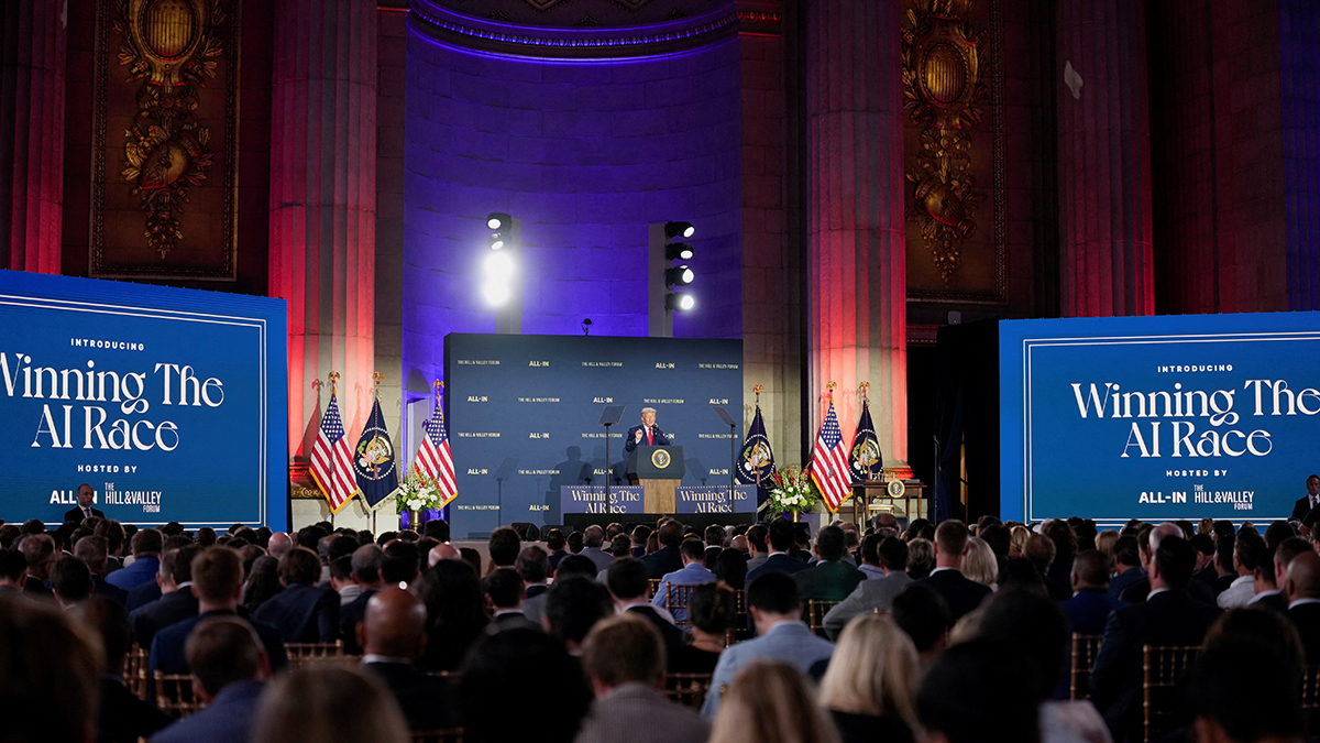 President Donald Trump delivers remarks on artificial intelligence at the Winning the AI Race Summit in Washington D.C., on July 23.