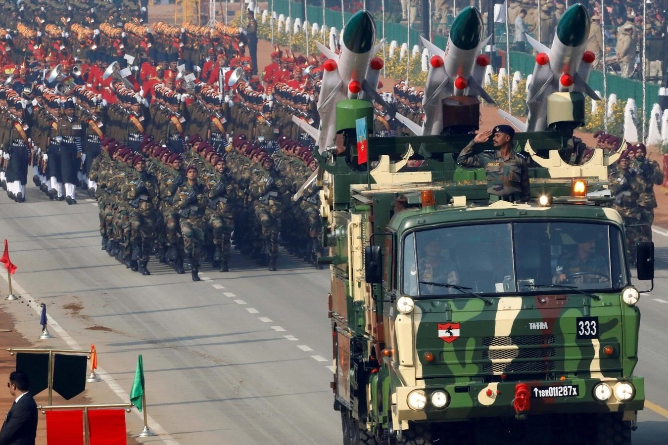India's ''Akash'' missiles, mounted on a truck, are displayed during Republic Day parade in New Delhi, India, January 26, 2020.