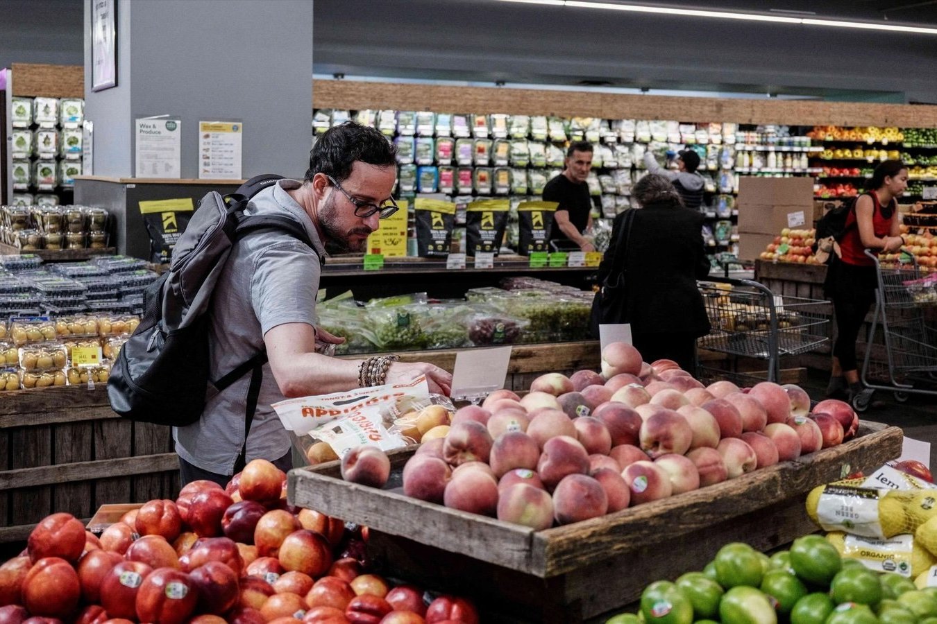 A person shops for groceries in New York City, U.S., July 15, 2025.