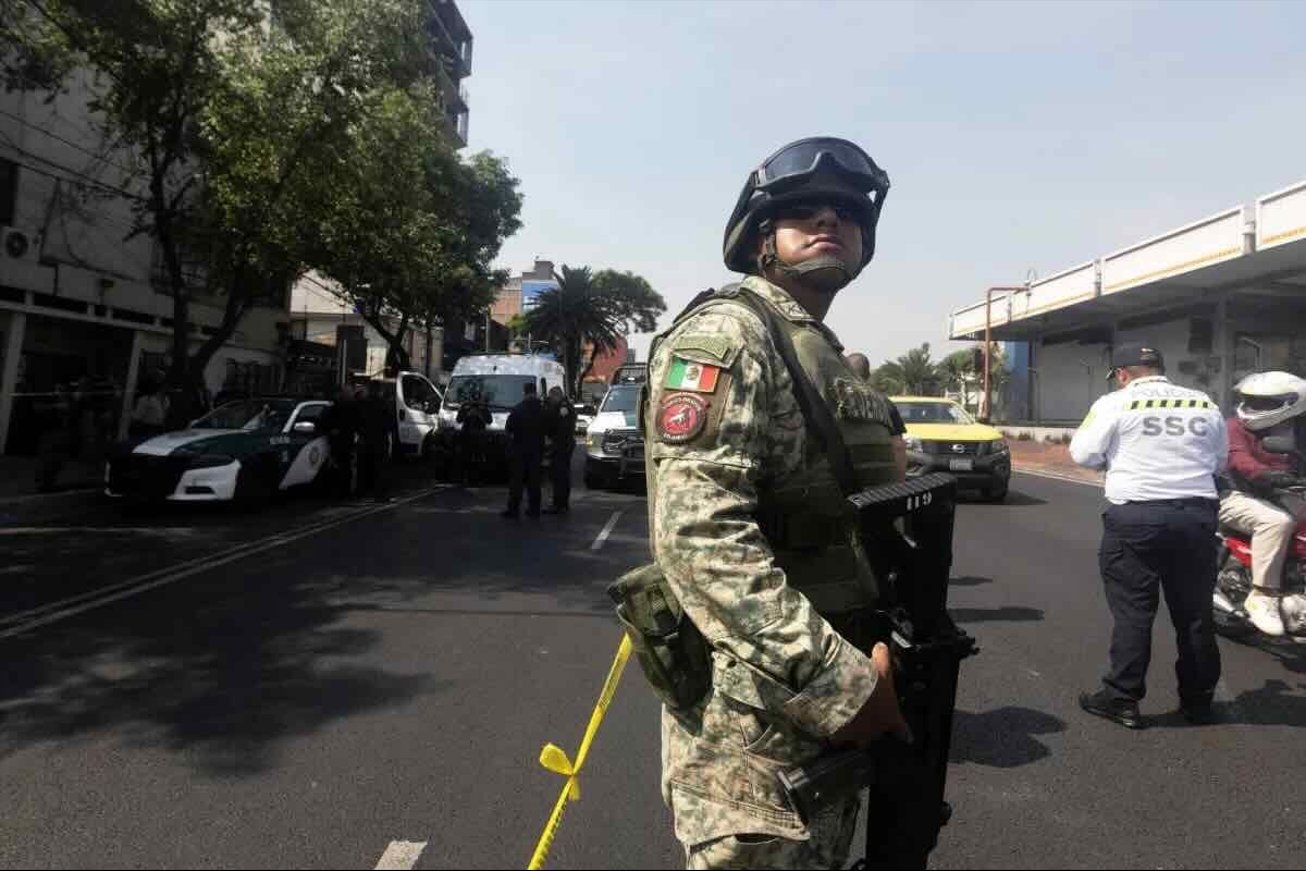 A member of the army standing guard in Mexico City, May 2025