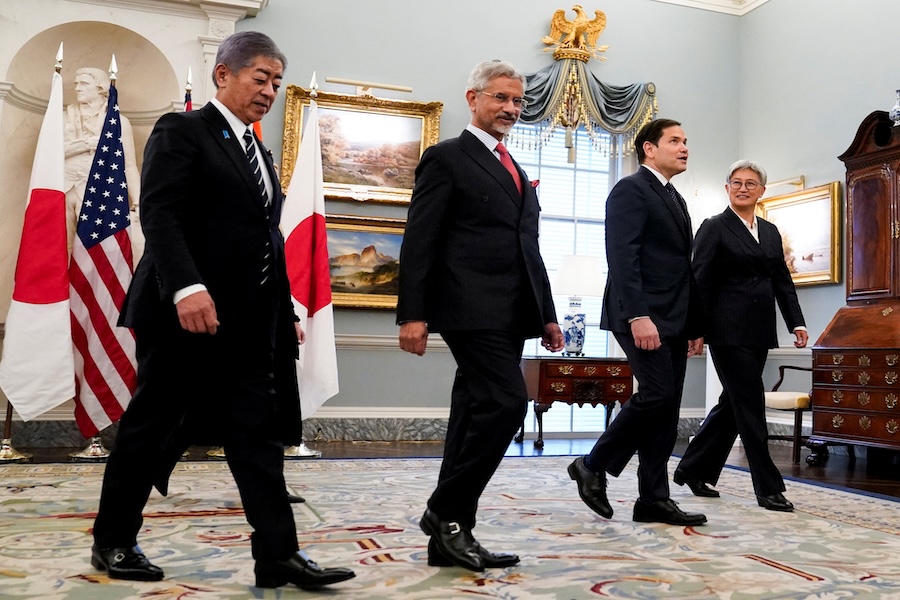 U.S. Secretary of State Marco Rubio meets with Indian External Affairs Minister Dr. Subrahmanyam Jaishankar, Australian Foreign Minister Penny Wong, and Japanese Foreign Minister Iwaya Takeshi at the State Department in Washington, U.S., January 21, 2025. (Elizabeth Frantz/Reuters)