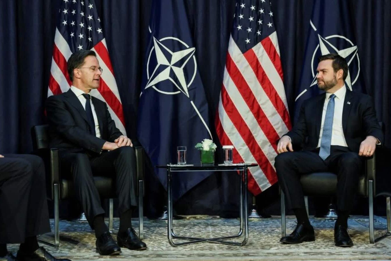 U.S. Vice President JD Vance meets with NATO Secretary-General Mark Rutte in Munich, February 14, 2025. 