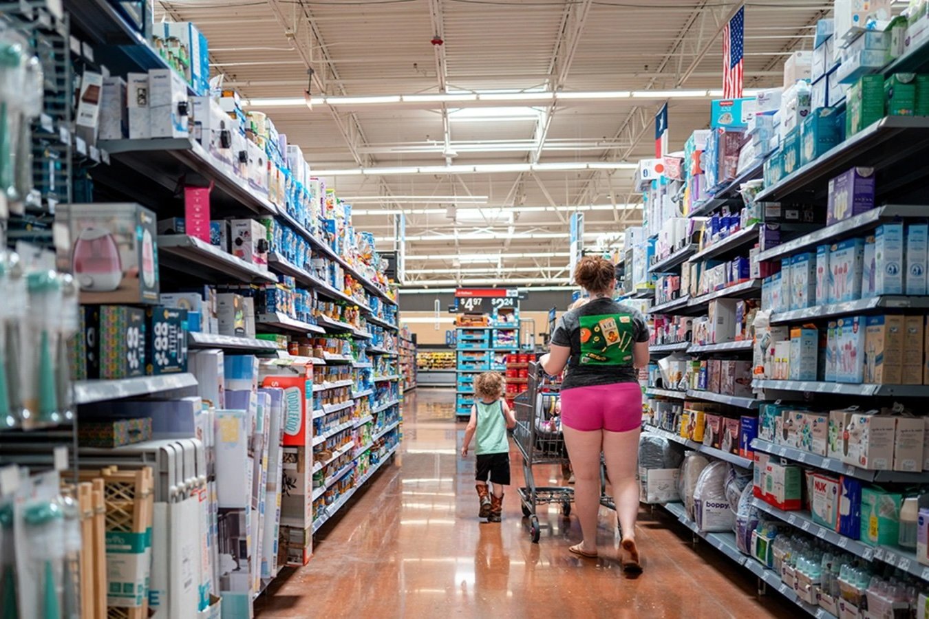 A family shops in a Walmart Supercenter on May 15, 2025 in Austin, Texas.