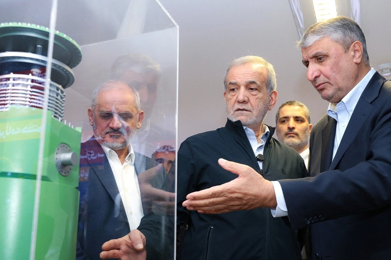 Iranian President Masoud Pezeshkian visits Iran’s nuclear achievements exhibition in Tehran.