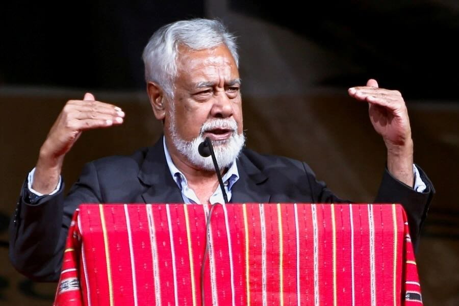 Timor-Leste's Prime Minister Xanana Gusmao delivers remarks during the 25th Anniversary of the country's referendum and independence celebrations in Dili, East Timor, on August 30, 2024. 
