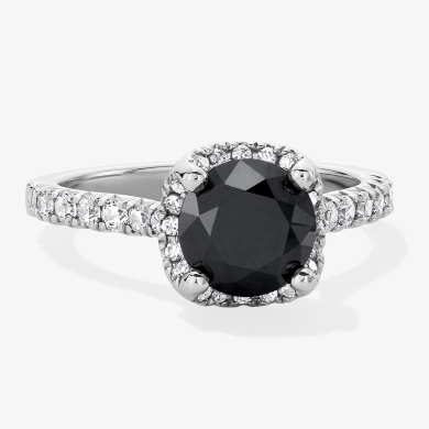 Adore Round-Cut Black & White Diamond Halo Engagement Ring 2-1/2 ct tw 14K White Gold