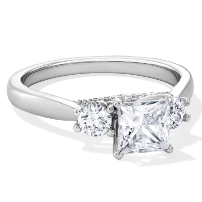 Adore Heirloom Certified Princess & Round-Cut Diamond Three Stone Engagement Ring 1-1/2 ct tw Platinum