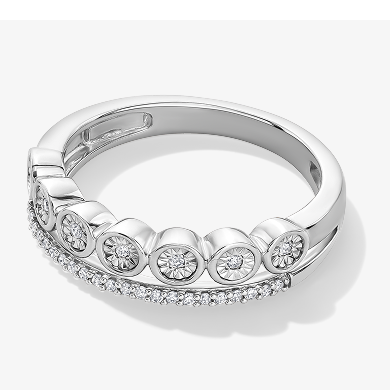 Diamond Two-Row Stackable Ring 1/10 ct tw Sterling Silver