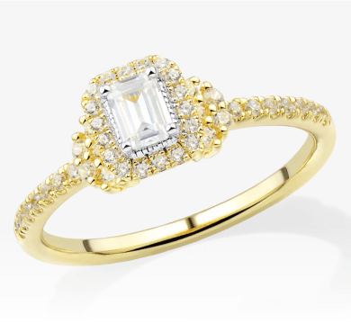 Adore Emerald & Round-Cut Diamond Halo Engagement Ring 1/2 ct tw 14K Yellow Gold