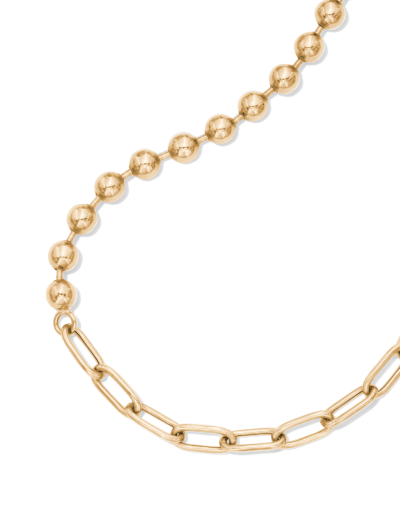 STUDIO BY KAY Bead & Paperclip Chain Half-and-Half Necklace 24K Yellow Gold Vermeil Sterling Silver 18