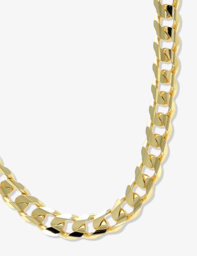 Curb Chain Necklace 7.4mm Solid 10K Yellow Gold 24