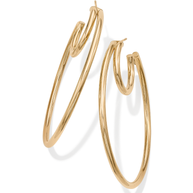 Double Hoop Earrings 10K Yellow Gold 54mm