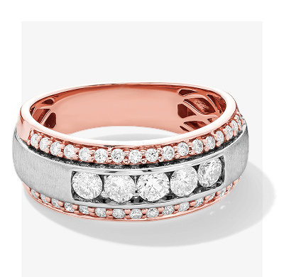 Adore Men's Diamond Wedding Band 1 ct tw 10K Two-Tone Gold