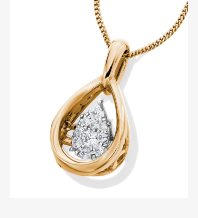 Unstoppable Love Multi-Diamond Teardrop Necklace 1/5 ct tw 10K Yellow Gold 19