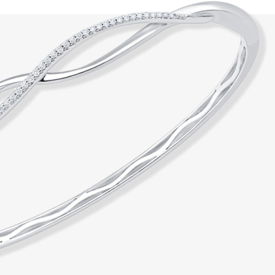 Diamond Twist Bracelet Bangle 1/5 ct tw Sterling Silver