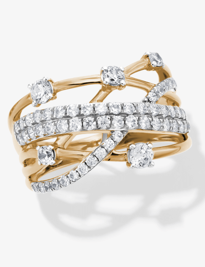 KAY Lab-Grown Diamonds Multi-Row Crossover Ring 1 ct tw 10K Yellow Gold