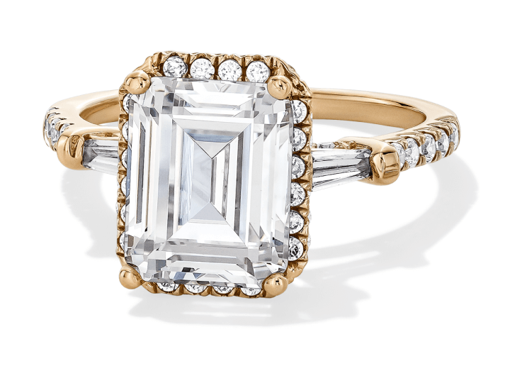 Adore Lab-Grown Diamonds Emerald-Cut Engagement Ring 3-3/4 ct tw 14K Yellow Gold