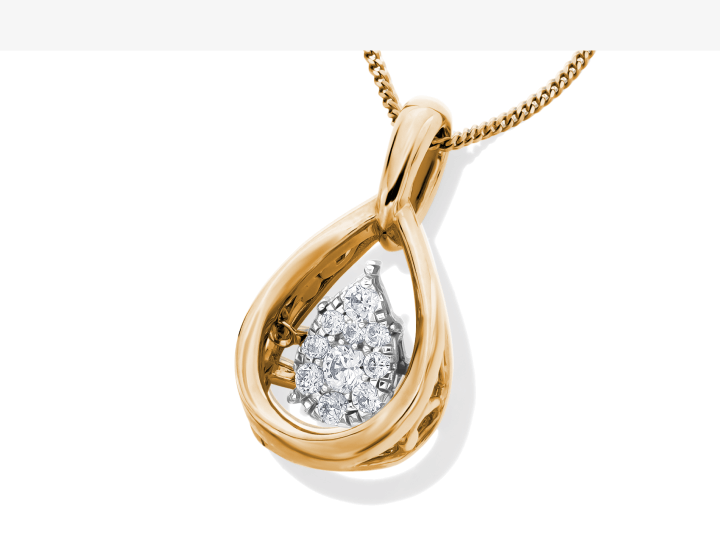 Unstoppable Love Multi-Diamond Teardrop Necklace 1/5 ct tw 10K Yellow Gold 19