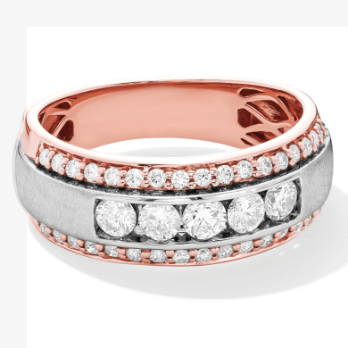 Adore Men's Diamond Wedding Band 1 ct tw 10K Two-Tone Gold