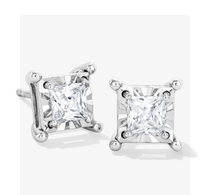 Radiant Reflections Diamond Solitaire Stud Earrings 7/8 ct tw Princess-cut 10K White Gold (J/I3)
