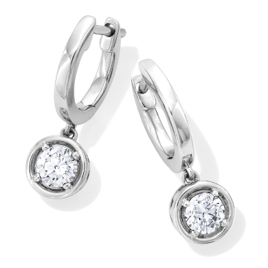 KAY Lab-Grown Diamonds Round-Shaped Solitaire Dangle Hoop Earrings 1/2 ct tw 10K White Gold (F/SI2)