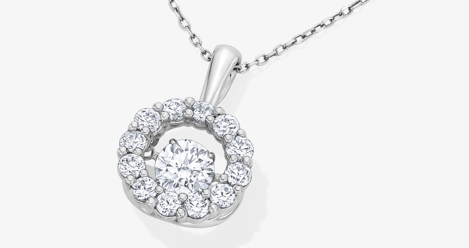 Unstoppable Love Lab-Grown Diamond Halo Necklace 1-1/2 ct tw 14K White Gold