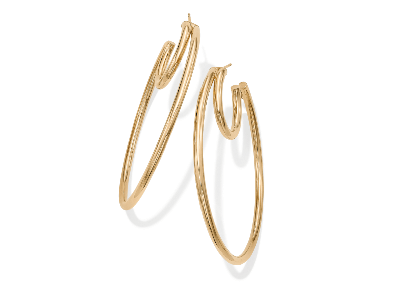 Double Hoop Earrings 10K Yellow Gold 54mm