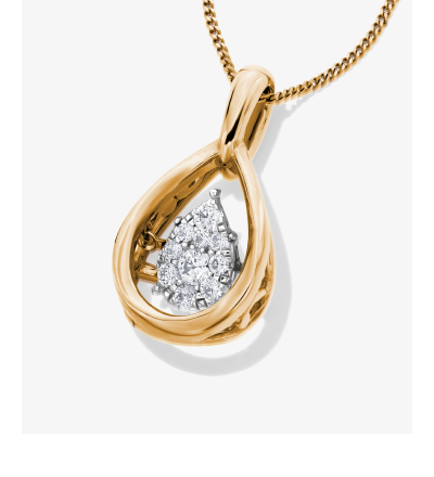 Unstoppable Love Multi-Diamond Teardrop Necklace 1/5 ct tw 10K Yellow Gold 19