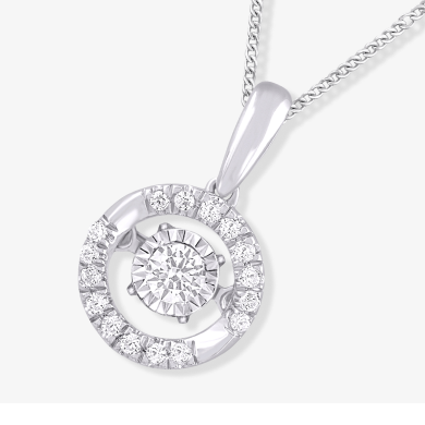 Unstoppable Love Diamond Necklace 1/6 ct tw Round-Cut Sterling Silver 19