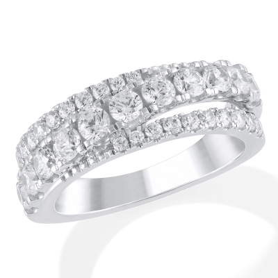 Adore Lab-Grown Diamond Three-Row Anniversary Ring 1-1/4 ct tw 14K White Gold (F/VS2)
