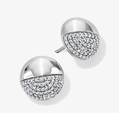 Diamond Half & Half Ball Stud Earrings 1/4 ct tw Sterling Silver